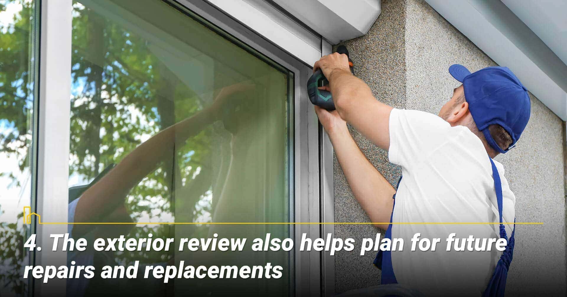 The exterior review also helps plan for future repairs and replacements, home inspection report helps potential home buyers anticipate for future repairs