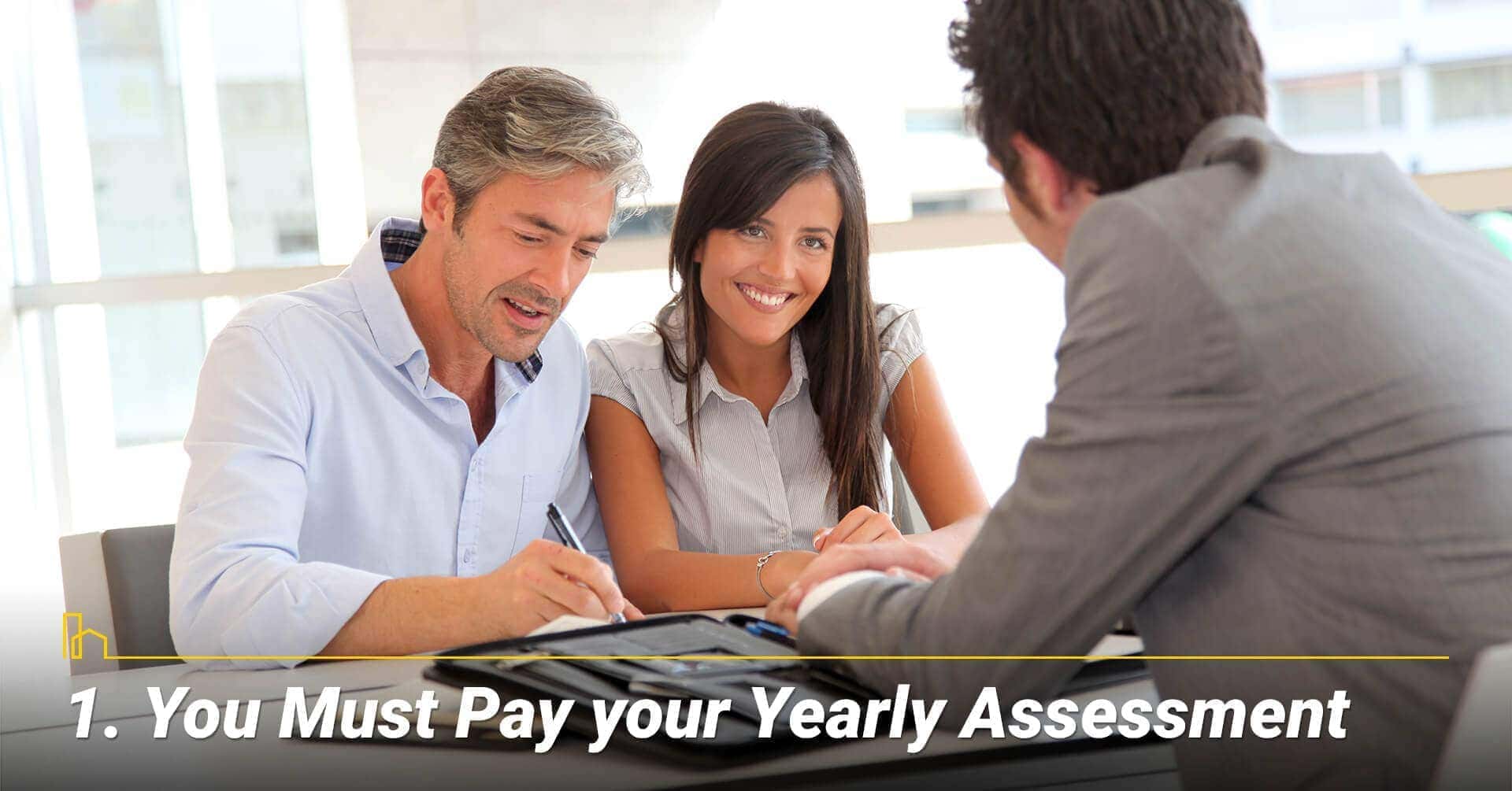 You Must Pay your Yearly Assessment, pay annual assessment fee