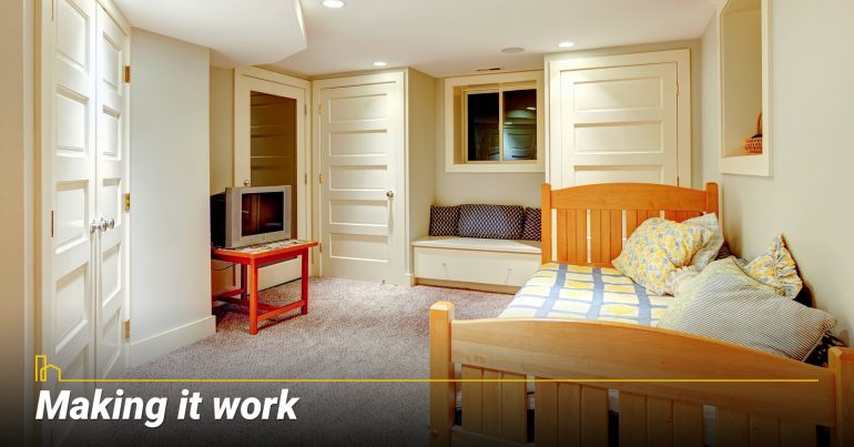 Making it work, making a bedroom in the basement Making it work, making a bedroom in the basement