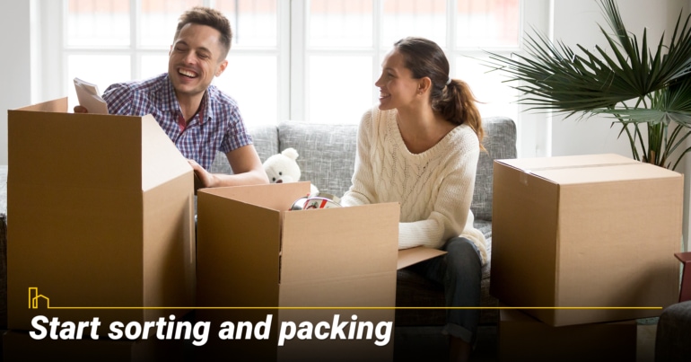 Start sorting and packing Start sorting and packing