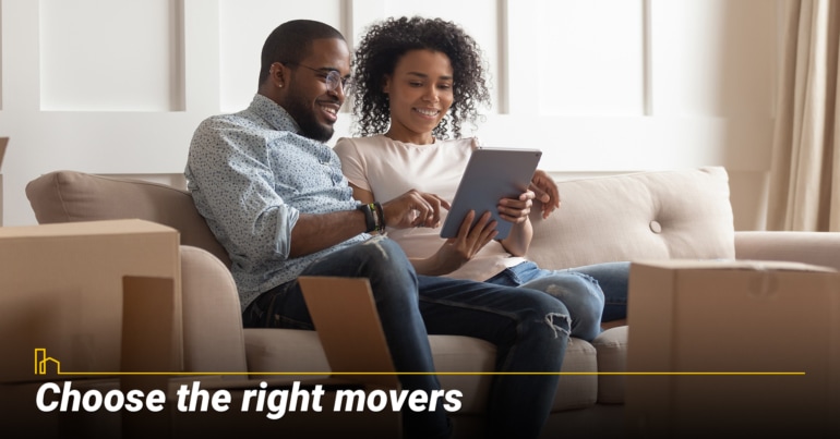 Choose the right movers Choose the right movers
